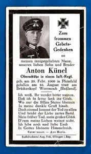 Alemania Segunda Guerra Mundial soldado alemán FOTO DE MUERTE ANTON KUNEL AGOSTO 1942 - Imagen 1 de 2