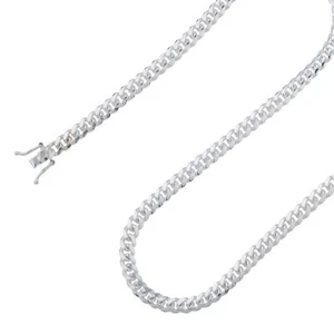 Real Miami Cuban Link Chain Or Bracelet Solid 925 Sterling Silver Box Lock 4mm - Picture 1 of 8