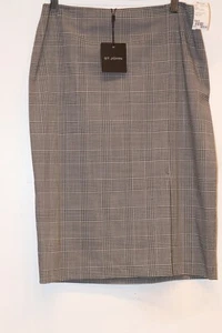 St. John Women's Size 6 Small Black Skirt Houndstooth Slit Wool Mini NWT $520 - Picture 1 of 11