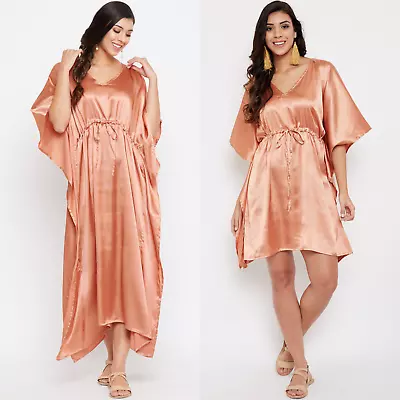 Gypsie Blu Women Soft Silk Satin Dress Sleepwear Robes Long Kimono Nightgown - Image 1 of 4