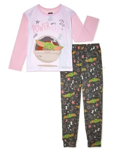 NWT Baby Yoda Girls Pajamas Size 4 5 6 8 Set The Mandalorian Star Wars Pink NEW - Picture 1 of 3