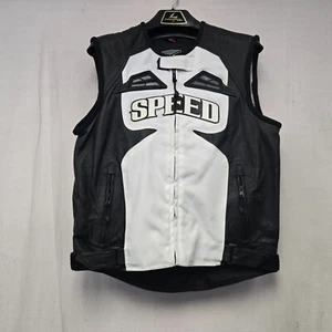 Speed & Strength Insurgent Leather Motorcycle Vest White/Black Large *DISPLAY* - Picture 1 of 13