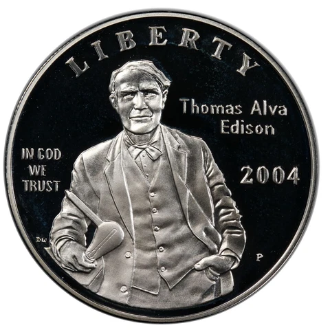 2004 Thomas Edison Proof Commemorative 90% Silver Dollar US Coin Cover