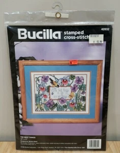 Vintage Bucilla THE BEST THINGS #40932 Stamped Cross Stitch Kit New Old Stock - Picture 1 of 3