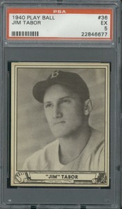 1940 Play Ball #36 Jim Tabor - PSA 5