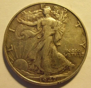 1947 P Walking Liberty Half Dollar, EXTRA FINE, 90% Silbermünze (47PTE1) - Bild 1 von 4