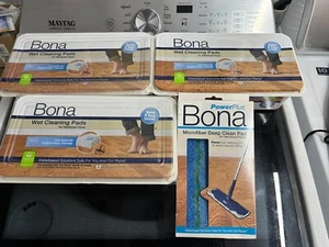 4-pack lot GENUINE Bona Hardwood Floor Wet Cleaning Pads & Microfiber Deep Clean - Picture 1 of 6