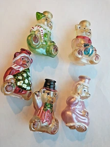 Lot/5 Vintage Old World Christmas Tree Light Covers Teddy Bears Glass Holiday - Picture 1 of 4