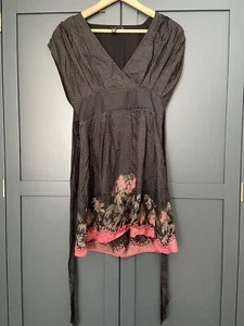 Ted Baker Dress Size 2 UK 10 Womens Ladies Brown Pink Summer Silk Wedding Party - Picture 1 of 7