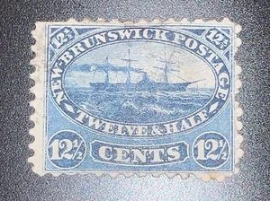 🏴☠️ New Brunswick 12 1/2c Ship used Scott #10 - Picture 1 of 2