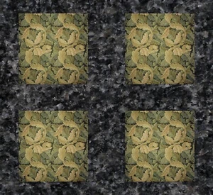Four William Morris Olive Green Acanthus square wooden cork backed coasters - Picture 1 of 2
