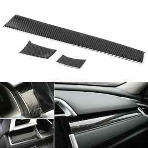 Carbon Fiber Interior Dashboard Trim Cover Sticker Fit Honda Civic 10th 2016-21 - Picture 1 of 12