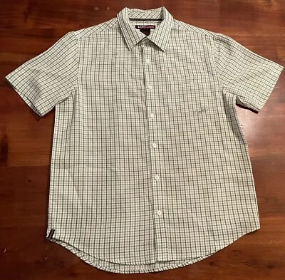 Hawk Men’s Short Sleeve Green Check Button Down Shirt Sz Medium - Image 1 of 4