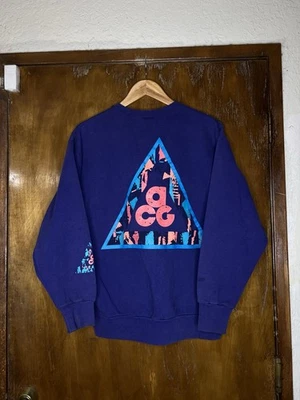 Suéter Etiqueta Gris Púrpura Colorido Triángulo Diseño Raro Nike ACG De Colección Años 90 Foto 1 de 4