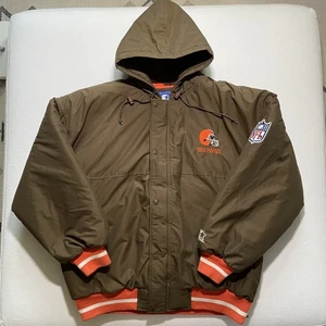 Vintage Cleveland Browns Jacket Mens XL Brown Orange Starter NFL Football 90s - Picture 1 of 15