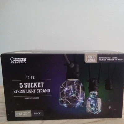 Feit Electric10' Foot 5-Socket Black String Light Max 40 Watt E26 Med Base - Image 1 of 4