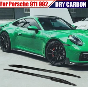 Para Porsche 911 992 2019+ CARBONO SECO faldón lateral extensión labio alerón panel de puerta - Imagen 1 de 15