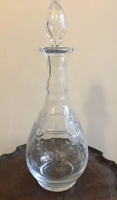 Vintage Webb Crystal Georgian Style Decanter Engraved Floral Swags c1950s 60s - Image 1 of 4