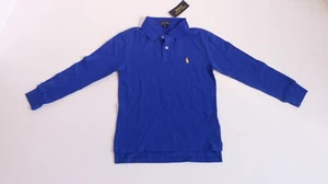 Ralph Lauren Blue Boy Kids Cotton Mesh Long Sleeve Botton Up Polo Shirt WCA5 - Picture 1 of 9