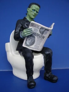 The Frankenstein Monster Resin Figurine On Toilet Reading Newspaper Cool Item - Picture 1 of 24