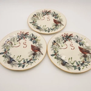 Lenox Winter Greetings Catherine McClung Dinner Plates Cardinal Set of 3 - Picture 1 of 12