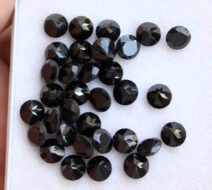 Natural Black Spinel Round Faceted Cut Loose Gemstone Lot 33 Pcs 5 MM 25.30 CT - Picture 1 of 3