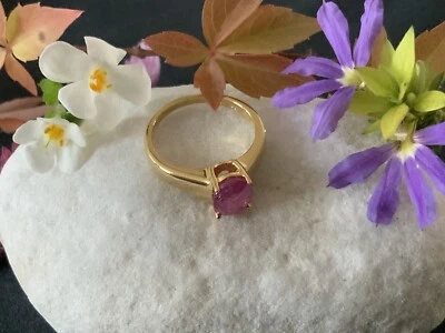Ring Silber 925 vergoldet mit GF Saphir Pink (beh.) Gr. 18 Neu - Bild 1 von 4