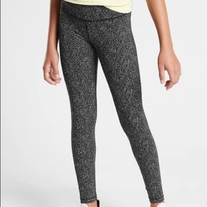 Athleta Girl Black & White Speckled Printed Chit Chat Tight Leggings/ Girls L/12 - Picture 1 of 13