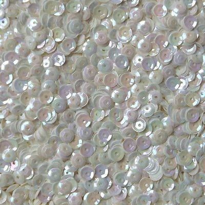 5mm Cup SEQUIN FACET Loose Paillettes ~ Vanilla Cream Iris Rainbow Premium - Image 1 of 2
