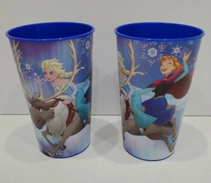 Disney Frozen ELSA ANNA & SVEN 22oz Plastic Food Dishwasher Safe Cups Set Of 2 - Picture 1 of 4