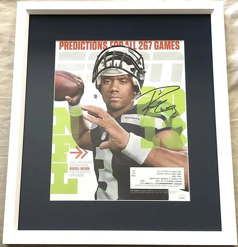 Russell Wilson autographed signed Seattle Seahawks 2013 ESPN cover framed (JSA) - Image 1 of 1
