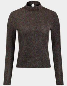 Topshop Womens Sparkling Stretch Semi Sheer Top Jumper Lightweight Top Shop - Picture 1 of 4