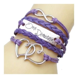 Pulsera vintage púrpura corazones infinitos pulsera surfista cadena Infinity - Imagen 1 de 1