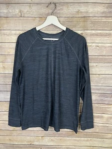 Eddie Bauer Womens Medium Activewear Top Long Sleeve Blue Space Dyed Stretchy  - Picture 1 of 11