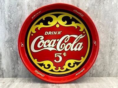 可口可乐餐盘 - 13 x 1.5 复古 80 年代 - 红色/黄色/白色 - 圆形 — 第 1/4 张图片