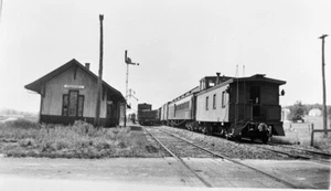 25CC122 NEG/RP 1949 GRAN TRONCO WESTERN RAILROAD DEPOT PINCKNEY MI - Imagen 1 de 1