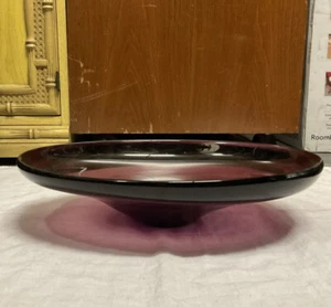 "Tazón de vidrio poco profundo ovalado grande de amatista púrpura de colección 13 1/4""x 11 1/4" - Imagen 1 de 2