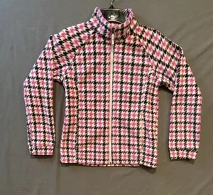 Columbia Jacket Girls Large (14-16) Pink Fleece Houndstooth Zip Up High Neck - Picture 1 of 13