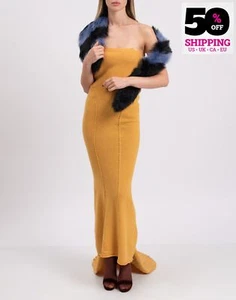RRP€1350 RICK OWENS Maxi Dress Size S Cashmere & Wool Blend Ripped Made in Italy - Foto 1 di 10