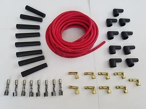 Universal MSD Super Conductor 8.5mm Red Spark Plug Wire Socket kit v8 180 Degree - Picture 1 of 3