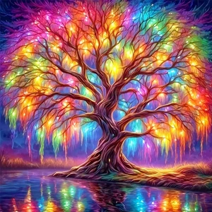 Diamond Painting Kits for Adults, Colorful Tree Full Drill round Diamond Art Dia - Picture 1 of 7