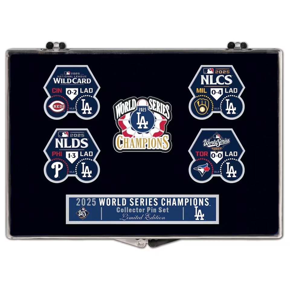 2025 World Series Champions Los Angeles Dodgers 5 Pin Set - Image 1 of 1