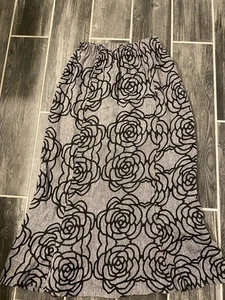 FLAX 100% Linen Lagenlook Ruffle Bottom Maxi Skirt Small Petite Floral Vacation - Picture 1 of 6