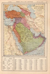 1921 Antique Turkey In Asia Map Arabia Map Syria Palestine Map 2622 - Picture 1 of 4