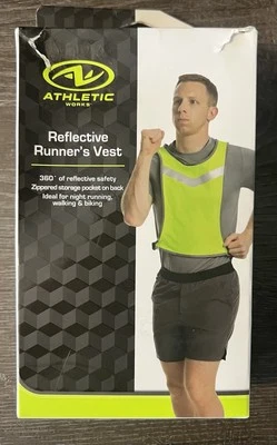 Athletic Works Reflective Runners Vest Adjustable Straps Lightweight Zip Storage - Image 1 of 4