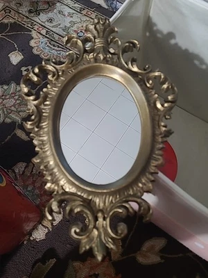 Vtg Burwood Gold Filigree Plastic Accent Mirror 4141 Made USA 9"x13.5” MCM VGC - Image 1 of 3