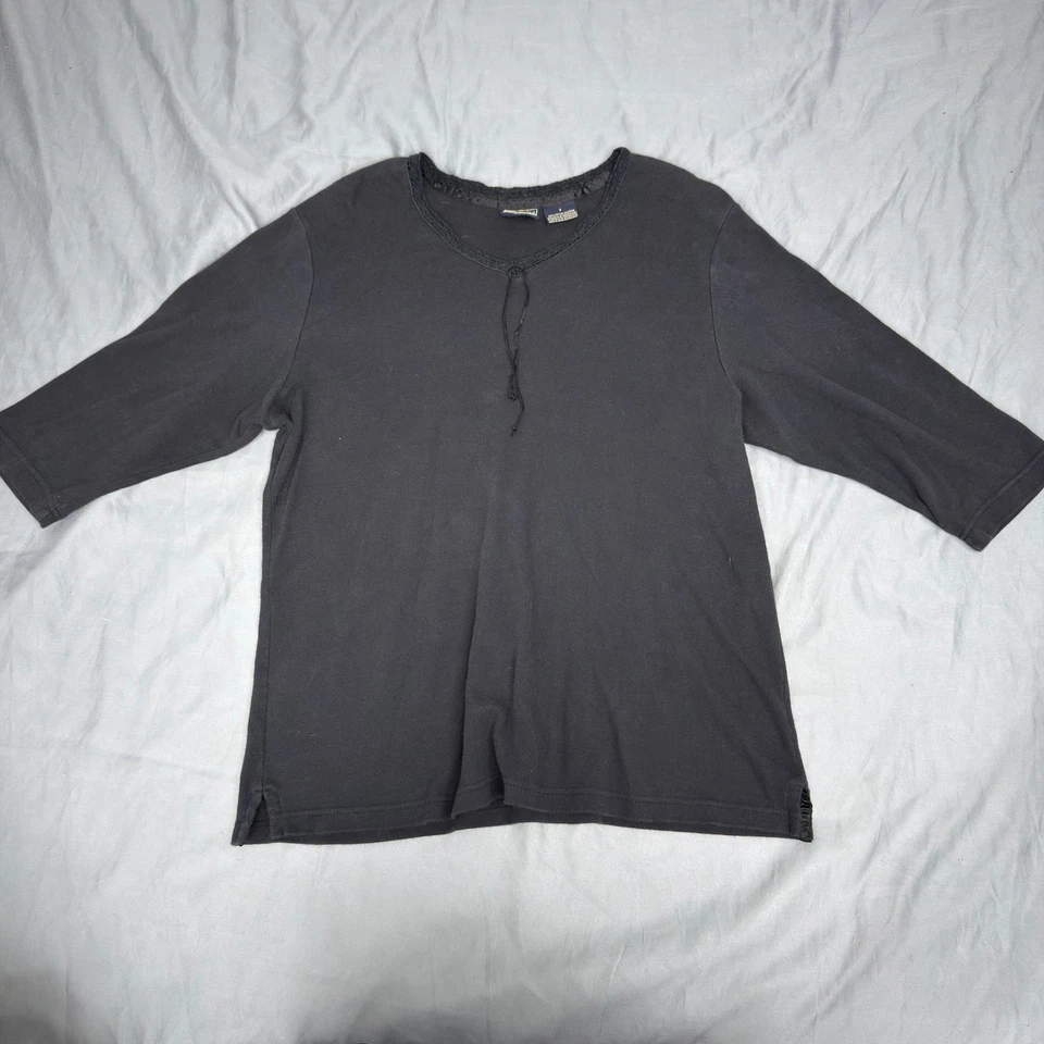 Vintage Route 66 Women's Black Long Sleeve Henley Shirt Size Small Y2K retro  - Image 1 of 4