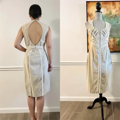 Zac Posen Bohemian chic sheath Midi sleeveless dress size 8 khaki - Image 1 of 4