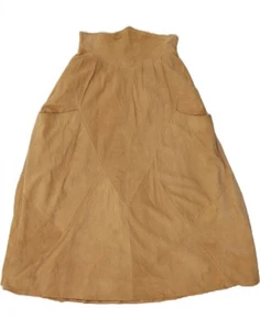 VINTAGE Womens Suede High Waist A-Line Skirt IT 42 Medium W26 Beige SG01 - Picture 1 of 4