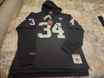 Camiseta com capuz Mitchell & Ness 1988 Los Angeles Raiders Bo Jackson tamanho XL  - Imagem 1 de 4